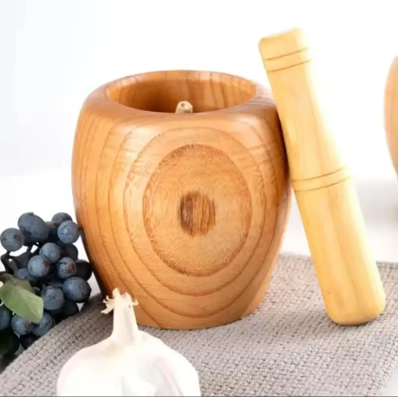 Wooden Garlic Grinder & Mortar Pestle Set view 1