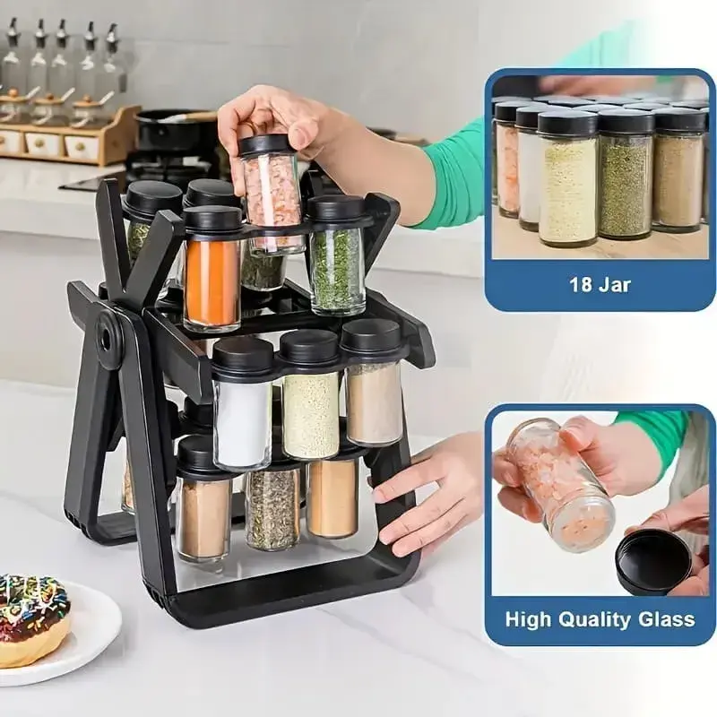 18 in 1 Rotating Spice Jars + Rack view 1