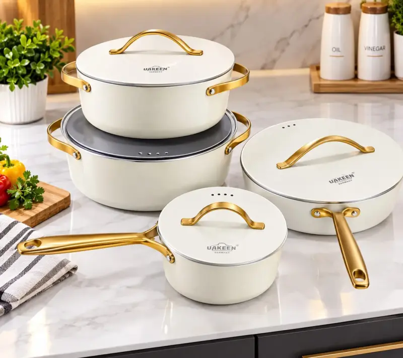 Uakeen Nonstick Sufuria Pot Set - White & Gold | Kenya view 1