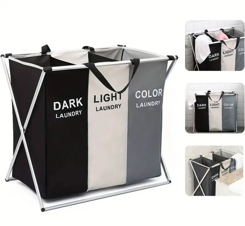 Foldable laundry basket with aluminium frame  ▪️For home dirty clothes and Toys view 2