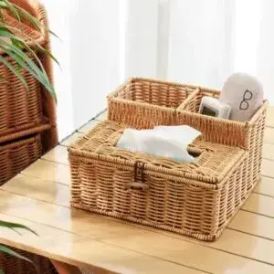 Rattan Serviette + Cutlery Holder