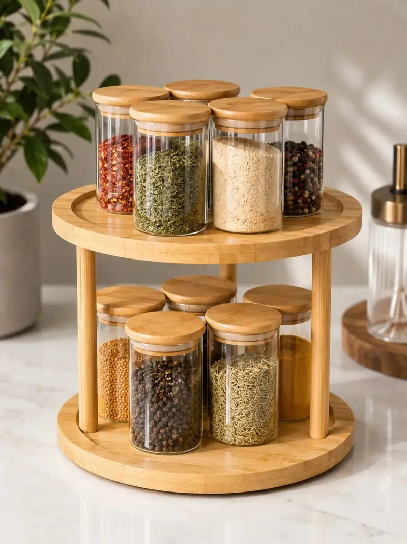 Rotating Spice Rack-Bamboo view 1