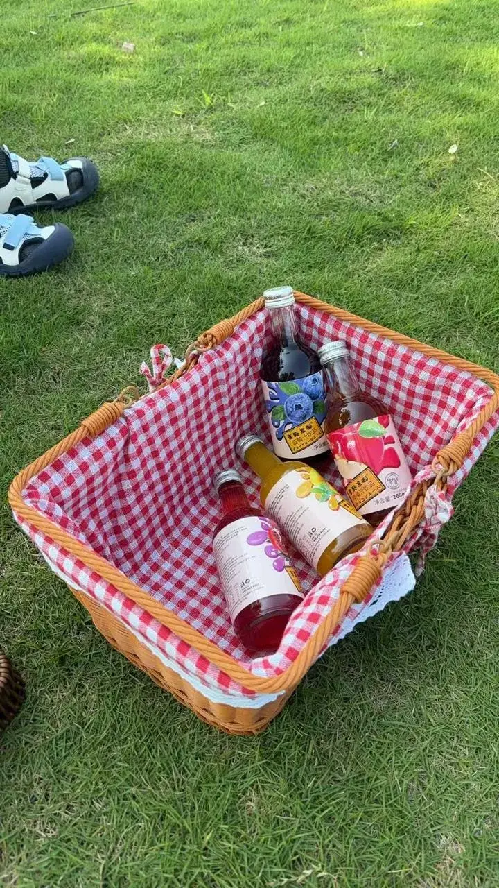 Woven Rattan Picnic Basket with Double Handles view 3