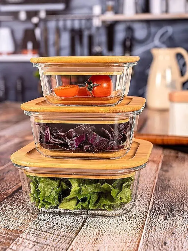 Glass Snack Boxes (3-in-1) Bamboo Lid | Kenya