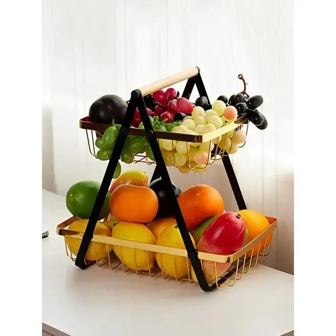 Fruit Stand (2-Tier) Gold/Black Color