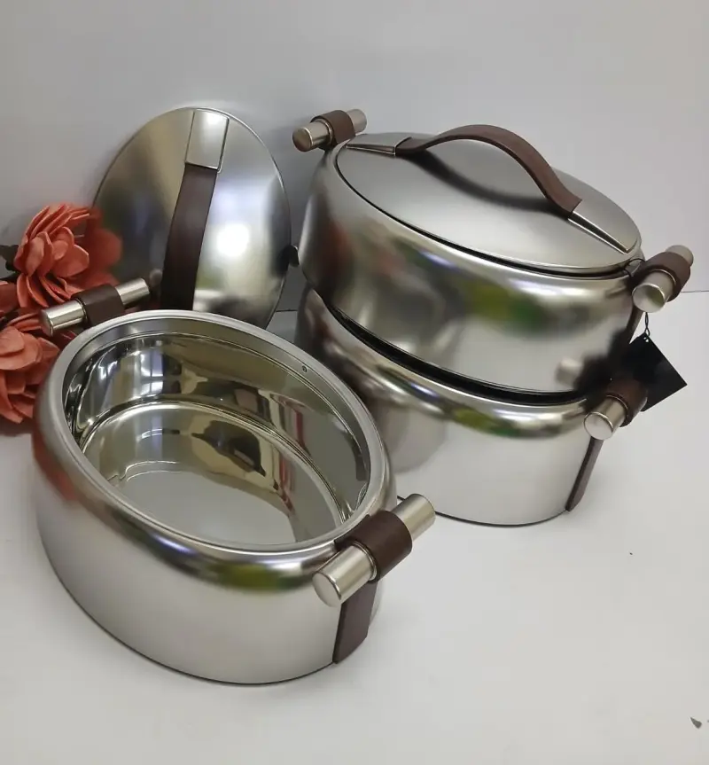 3pcs Stainless steel insulated oval   hotpot set view 1