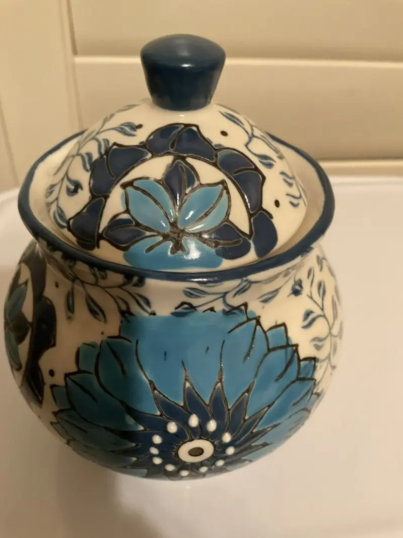 Blue Flowered Vase