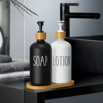 Lotion Soap Jars (2 Pieces + Bamboo Stand) | Kenya view 2
