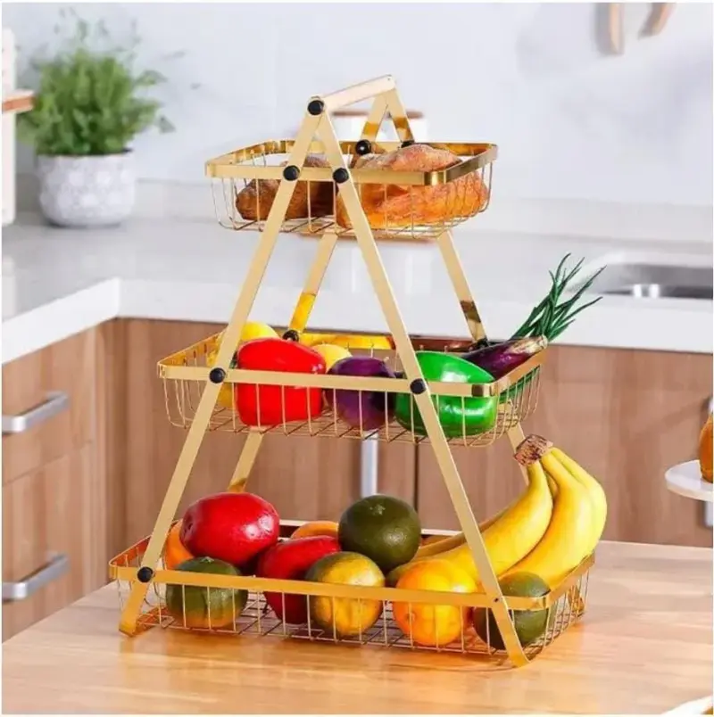 Fruit Stand (3-Tier) Gold/Black Color