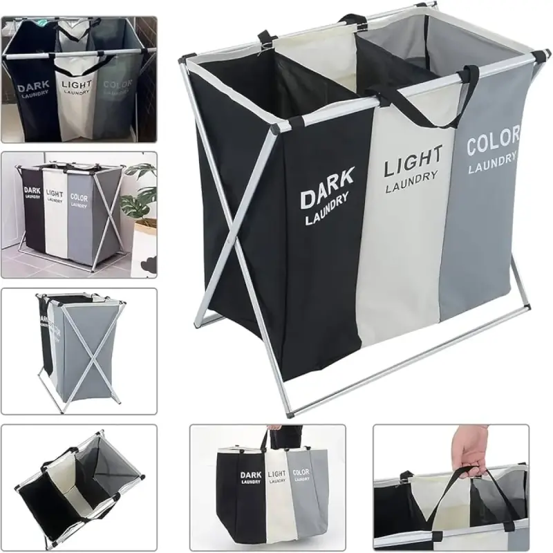 Foldable laundry basket with aluminium frame  ▪️For home dirty clothes and Toys view 3