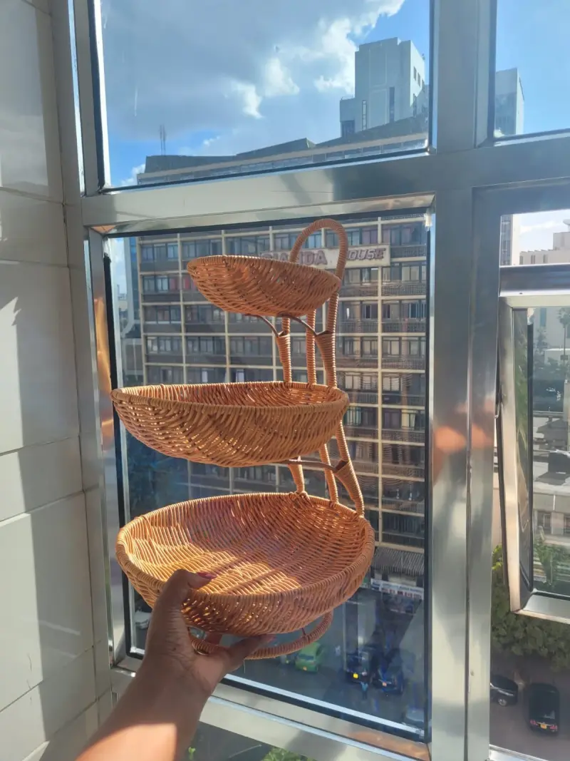 3-Tier Fruit Rattan Stand | Kenya