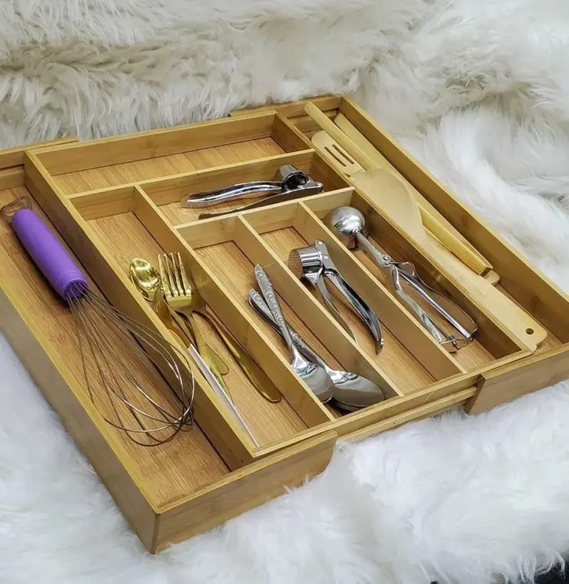 Expandable Wooden Cutlery Tray view 1