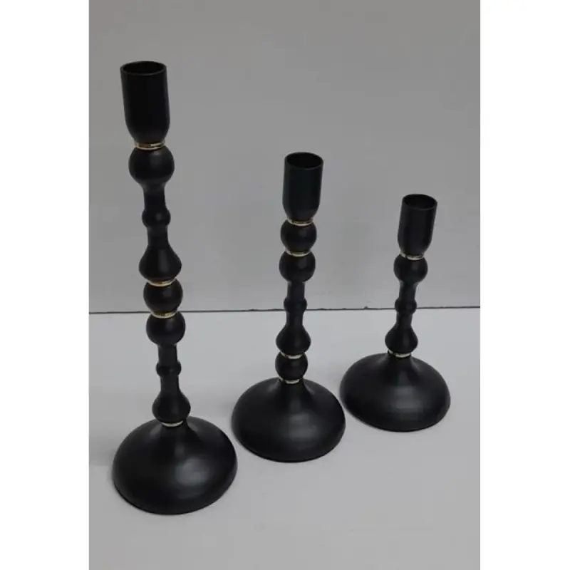Metallic Candle Holder-3-in-1 (Black + Gold Ring)