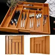 Wooden Expandable Cutlery Drawer Organizer