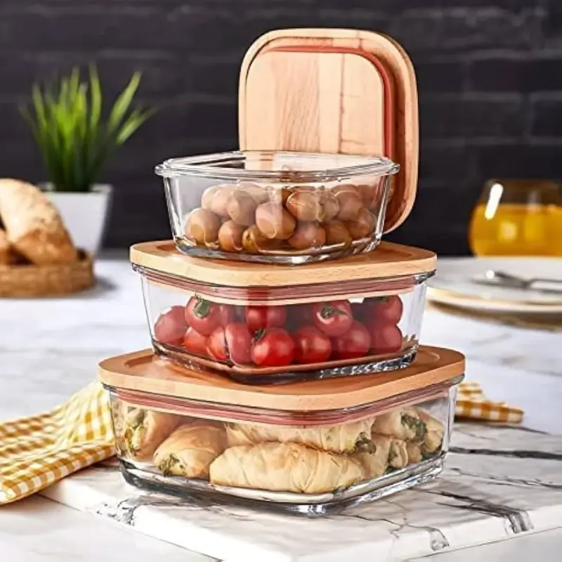 Glass Snack Boxes (3-in-1) Bamboo Lid | Kenya view 2