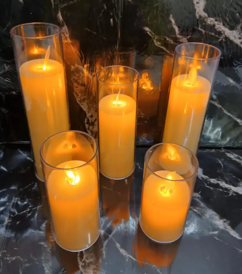 LED Flameless Pillar Candles in Acrylic Holders – Set of 5 view 3