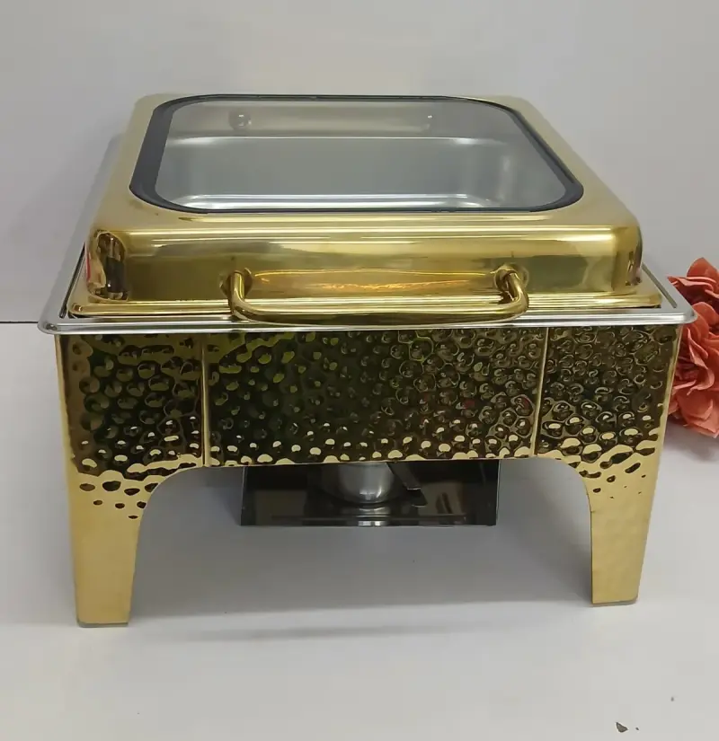 Golden fancy elegant chaffing dishes view 2