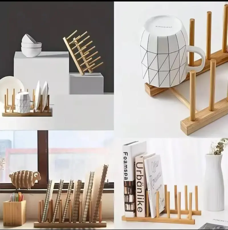Wooden Kitchen Dish Drying Rack & Plate Holder view 3