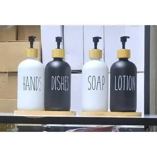 Lotion Soap Jars (2 Pieces + Bamboo Stand)