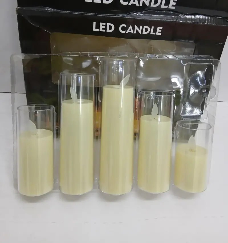 LED Flameless Pillar Candles in Acrylic Holders – Set of 5 view 2