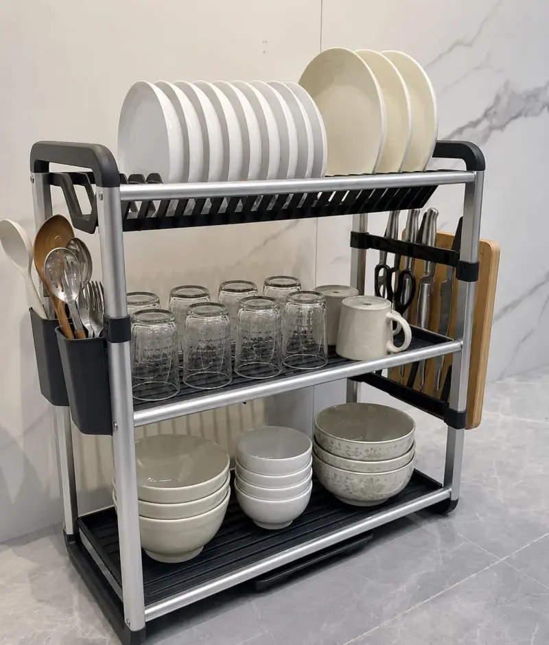 Alumium+Plastic Dish Rack-3 Tier