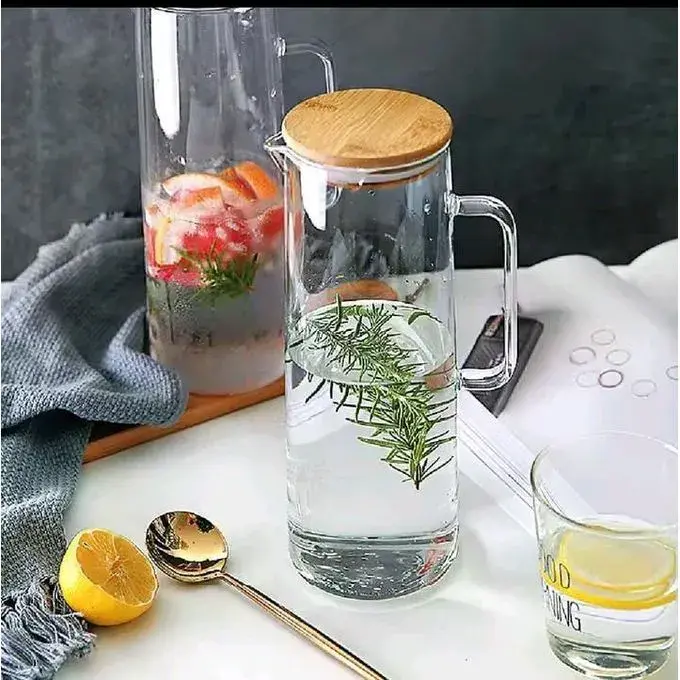 Glass Jug With Bamboo Lid (1.2 Liters)