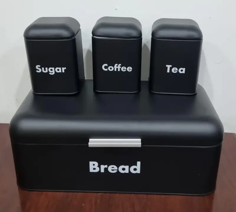 Bread Bin + 3 Canister Set